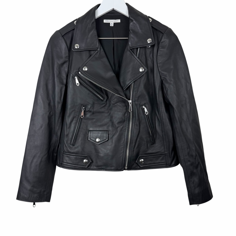 RARE Rebecca Minkoff Wes Love‎ Doves Moto 100% Lambskin Leather Jacket - Picture 3 of 9